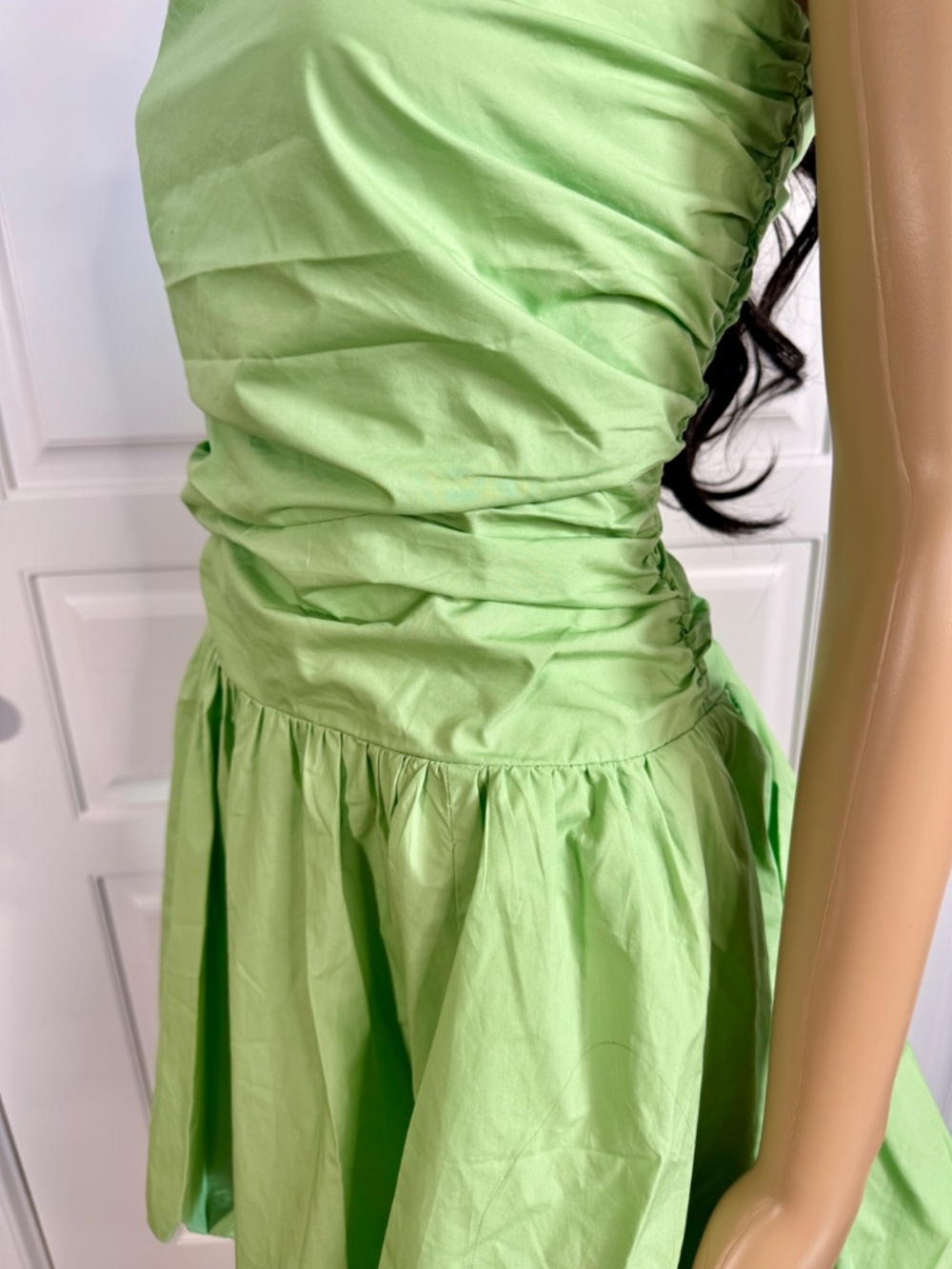 MINT COLORED STRAPLESS DROP WAIST BUBBLE HEM MINI DRESS WITH POCKETS - NWT - Picture 9 of 15